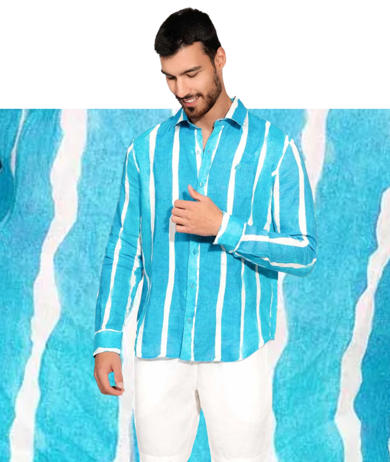 Мъжка ленена риза на райета от имейла Stripes на Maison Tangerine